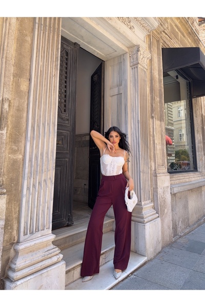 CARLA MARA Likralı Cırtlı Palazzo Pantolon