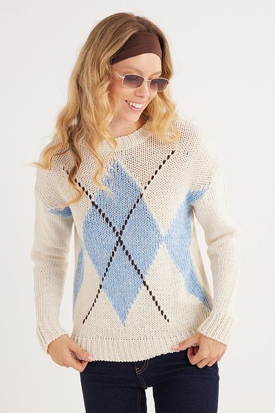 Tudors Women's Regular Fit Classic Cut Crew Neck Blue Sweater