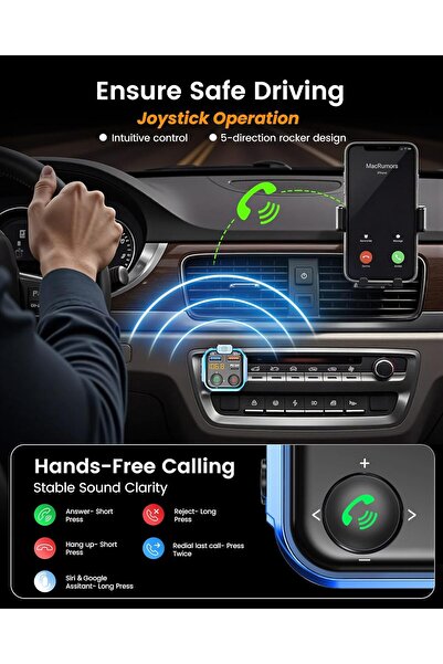 LENCENT Car FM Transmitter, Wireless Bluetooth 5.3 Radio Adapter Car Kit