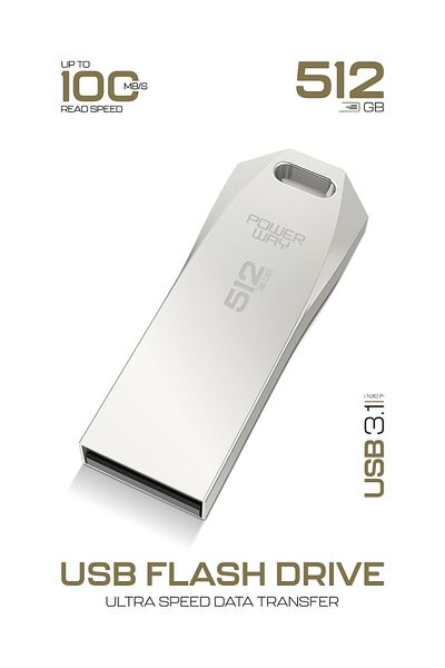 POWERWAY Premium 512 Gb USB 3.1 Metal Body Ultra Speed Flash Memory Data Traveler