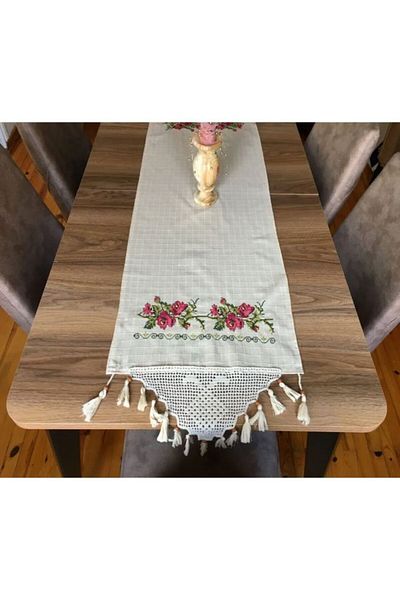PAZARSEN Cross Stitch Runner- Refrigerator Cover Red 100% Cotton