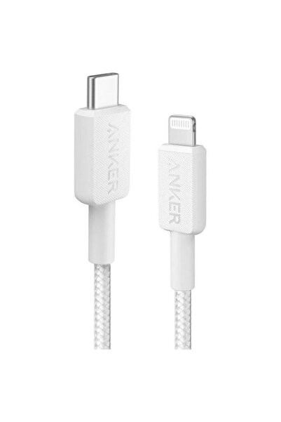 Anker Cablu de date și alimentare A81B5G21, USB Tip-C la Lightning, 0.9m, 480 Mbps, împletit din nailon (alb)