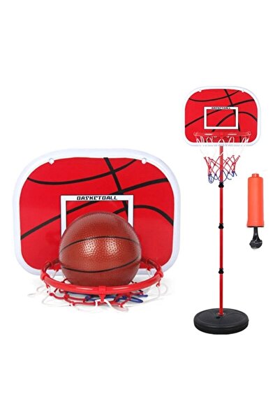 divendi-ro Set coș de baschet cu minge și accesorii, înălțime maximă 202 cm, roșu și negru