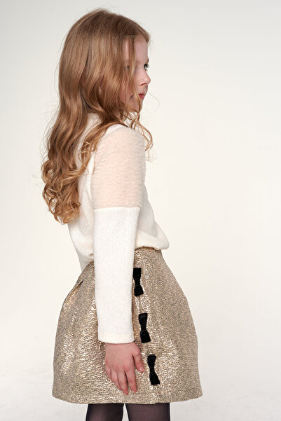 SheShe Kız Çocuk Kürk Detaylı Etek Bluz Takım