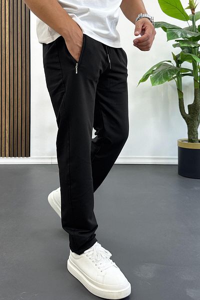 Edwox Men's Regular Fit Straight Leg Sweatpants Black Edw405