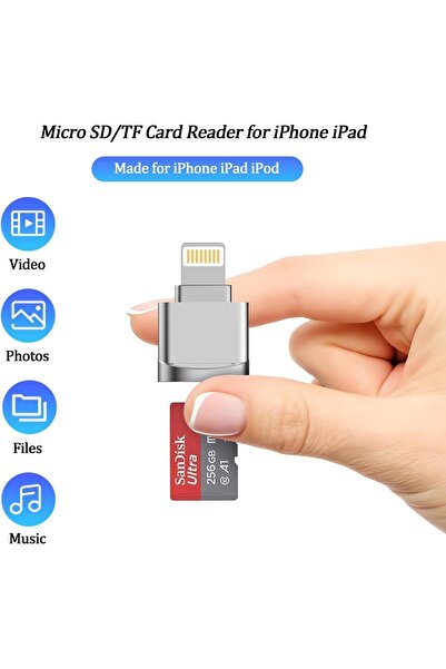 Wevox Lightning To Micro SD/TF Card Reader iPad/iPhone 8/X/11/12/13/14 Pro Max/Plus Uyumlu Metal Çevirici