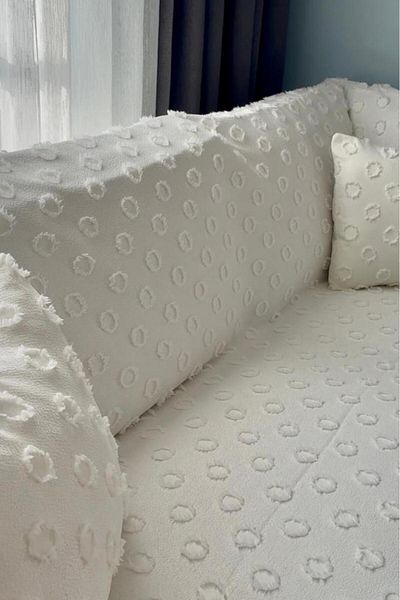 Çeyiz Diyarı Κωνικό κάλυμμα μαξιλαριού δώρο 170x210 cm Βαμβακερό κάλυμμα καναπέ Κρέμα
