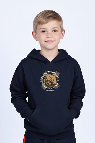 FYK COLLECTİON Кенгуру с качулка и капачки за момчета с принт на мече