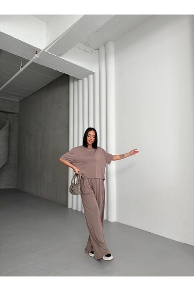 ossons Modal Crew Neck Wide Leg Suit