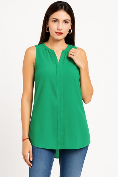 dorbe women’s sleeveless split v neck high low hem casual work top blouse