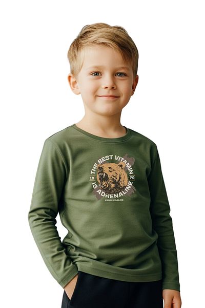 YA KO KİDS Round Neck Beear Printed Patterned Boy's Sweatshirt