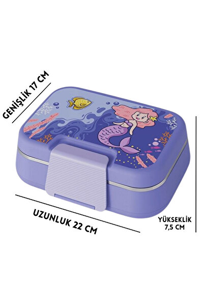 ELDİPA Two Compartment Lunch Container Patterned Lunch Container with Handle Bag 1.03L Stainless Steel