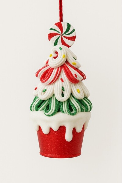 BeySüS Christmas Tree Ornament Candy Patterned Red White Green Tree 16 cm
