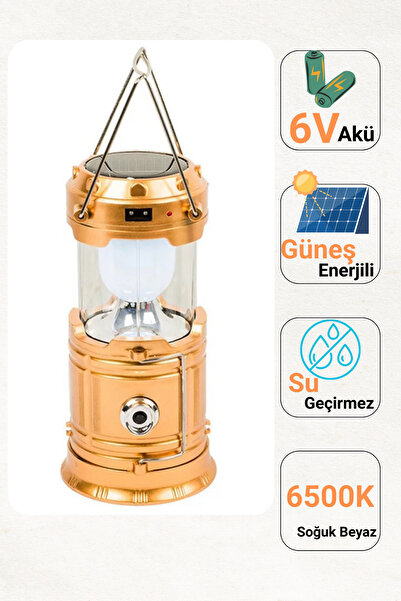 Ema Dükkan 20W Solar Fener 6500K 320 Lümen IP65 USB Şarjlı Güneş Enerjili Taş...