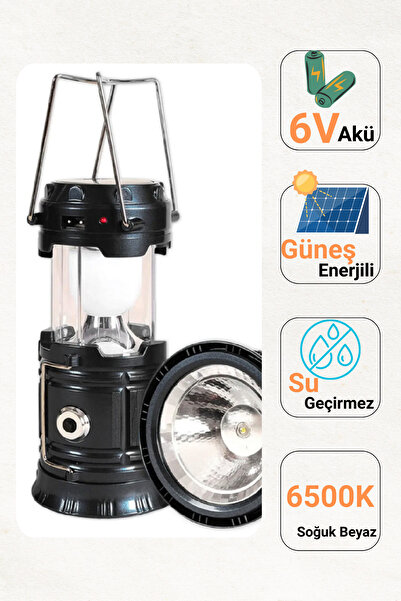 Ema Dükkan 20W Solar Fener 6500K 320 Lümen IP65 USB Şarjlı Güneş Enerjili Taş...