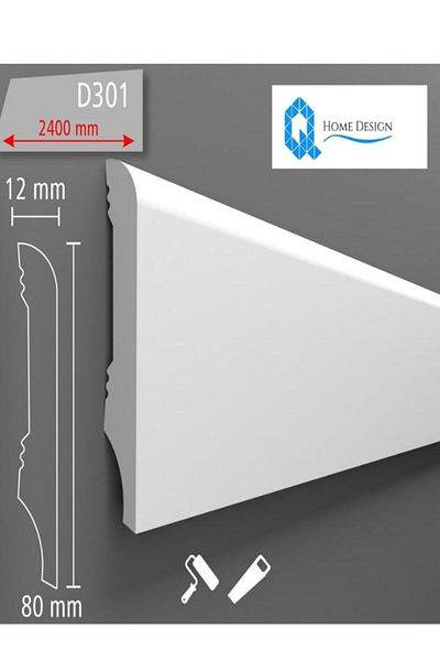 Q HOME DESİGN Duropolymer skirting board, D 301, 240 x 8 x 1.2 cm