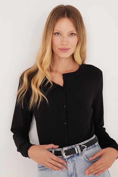 Tudors Women's Regular Fit Classic Cut Buttoned Black Cardigan