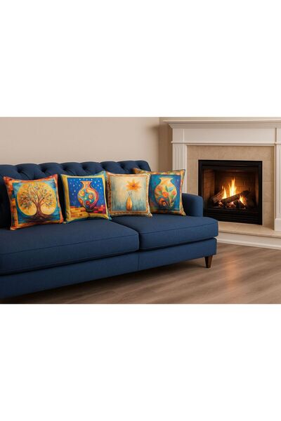 Limon Soft غطاء وسادة مطبوع رقميًا ثلاثي الأبعاد مكون من 4 قطع غطاء وسادة ذو ...