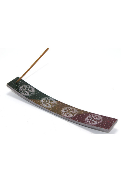 Larimar Boat Incense Burner with Obsidian Stone Life Tree Design