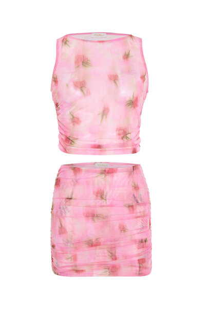 AQUELLA Multicolored Blouse-Skirt Double Set