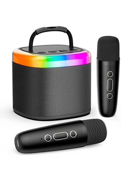 JYX Mini Karaoke Machine for Adults Kids, Portable Bluetooth Speaker with 2 Wireless Microphone