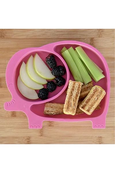 BALCI HEDİYELİK 2-Piece Elephant Compartment Food Plate Baby and Child Compartment Food Plate