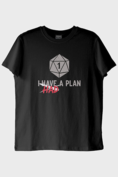 Generic Brand Funny Dice Themed I Had a Plan Humorous Black T-Shirt