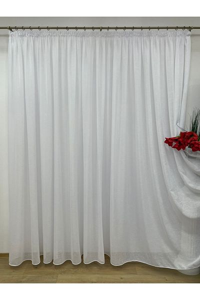 Liz Line Embroidered linen curtain, with small stripes, with rejansa, white, from the "Estrias" collection by Liz Line PD060