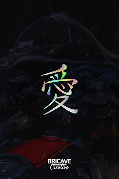 Bricave Aşk Kanji JDM Araba-Motosiklet Cam Etiket Sticker 9x12cm