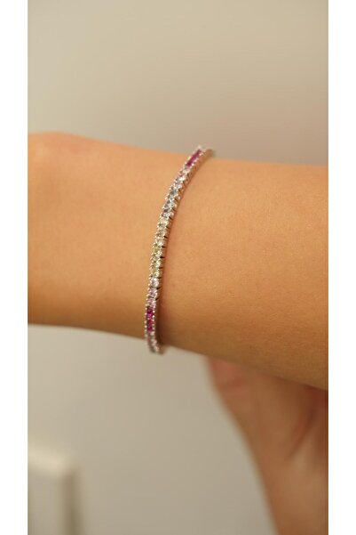 Jerie Colorful Zircon Stone Casting 3mm Waterway Bracelet