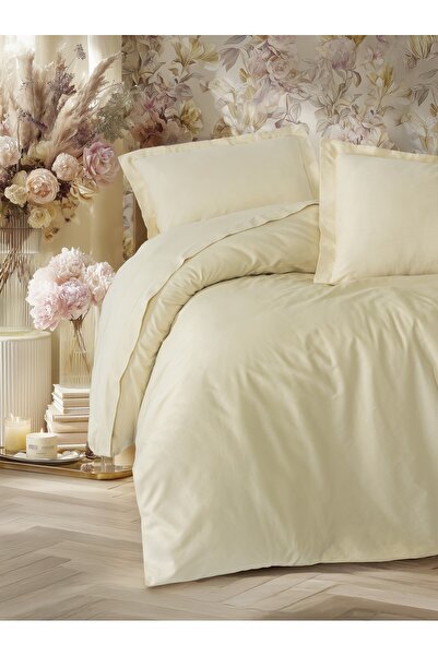 Cotton Box Elegant Satin Double Duvet Cover Set Beige