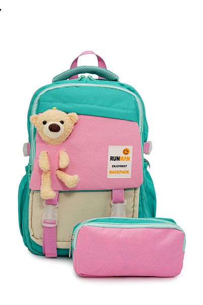 eBavul Plush Teddy Bear Detailed Girl's Primary School Bag Set