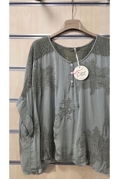 Park Moda Silk Blouse 3 Buttons Ruched