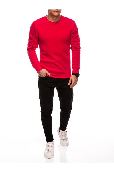 Edoti Men's round neck sweatshirt BASIC EM-SSBN-0100 Red