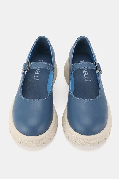 TUNAELLİ PANTOFI MARY JANE DE DAME ALBASTRU KHAKI PIELE NATURALĂ NUMĂRUL 36-41 CU BĂTĂ CU CATARAMĂ