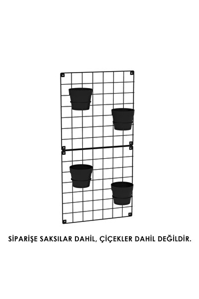 decorelax 2'li 33x33 Dekoratif Hasır Tel Duvar Paneli 4 saksılı