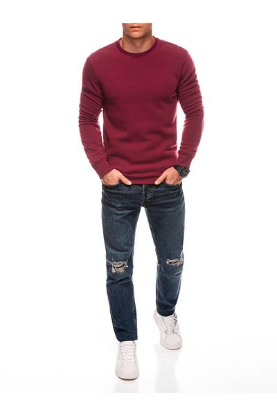 Edoti Men's round neck sweatshirt BASIC EM-SSBN-0100 Bordeaux