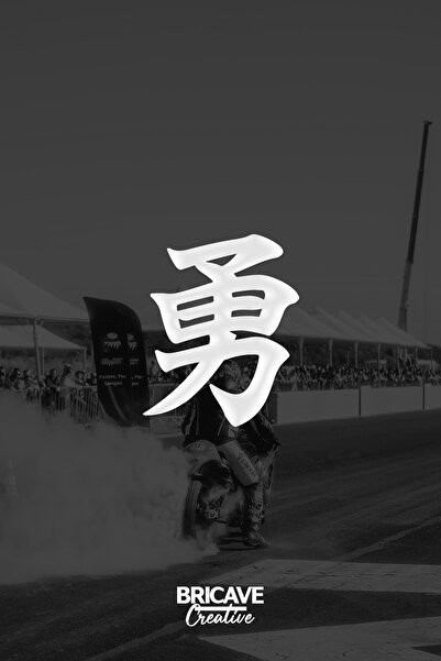 Bricave Cesaret Kanji JDM Araba-Motosiklet Cam Etiket Sticker 12x10cm