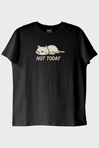 Generic Brand Tired Cat Humorous Not Today Black T-Shirt