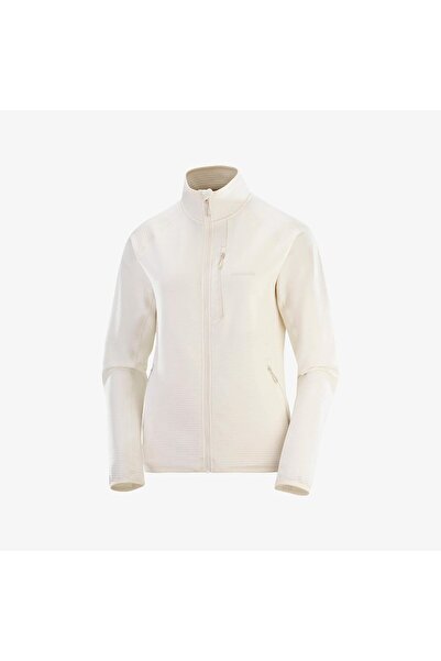 Salomon ESSENTIAL LIGHTWARM سترة صوفية نسائية بسحاب كامل باللون الأبيض LC2647900