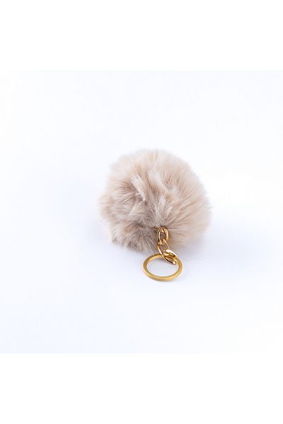 Bimotif Plush Pompon Keychain, Cream