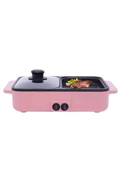 divendi-ro Electric cooking hob, 2 cooking surfaces, lid, 1200 W, temperature control, 35x22x11 cm,