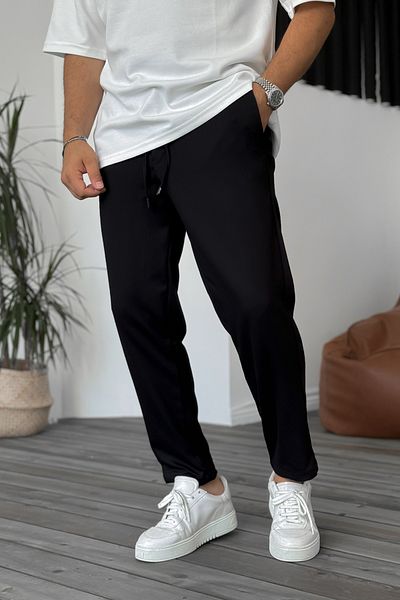 THE RULE Men's Black Relaxed Seasonal Loose Classic Comfortable Fit Elastic Waist Stretch Fabric Jogger Pants