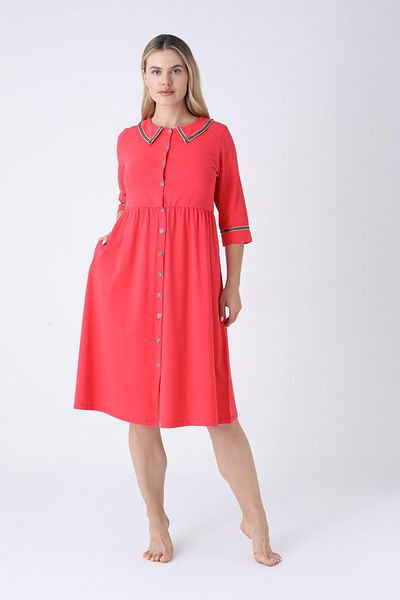 ROMEO LİFE Women's Cotton Lycra Buttoned Dress 8019