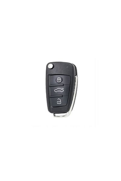 NTY Car key case, compatible with Audi A1 A3 A4 A6 A8 Q3 Q5 Q7 TT, 3 buttons, foldable, black