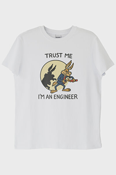 NUUGG ثق بي أنا مهندس تي شيرت أبيض