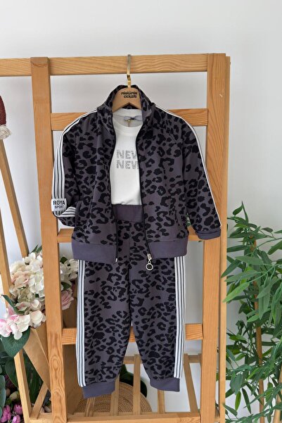 Minigimin Cicileri Set de 2 piese pentru fetiță cu fermoar leopard - Antracit