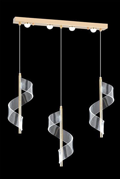 İstanbul Avize Mira 3'lü Gold 3 Renk Led Yemek Masası Modern Ledli Avize