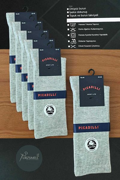 urzsmell Men's Organic Cotton Tennis Socks – Suitable for Daily and Sports Use 6-Pack Gray