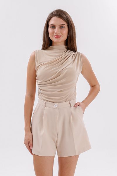 GENIUS STORE Fundachoosesxgenius Women's Pleated Shorts No Show Laminated Women's Shorts Pleated-Shorts